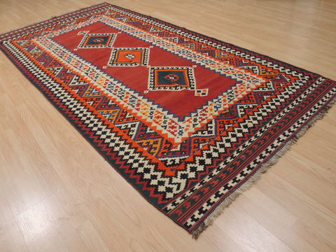 Kilim Red Runner Flat Woven 410 X 101 Area Rug 100-109905 Image 3