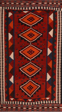 Afghan Kilim Red Rectangle 6x9 ft Wool Carpet 109907