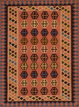 Turkish Kilim Brown Rectangle 3x5 ft Wool Carpet 109912