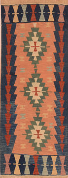 Turkish Kilim Brown Rectangle 3x5 ft Wool Carpet 109913