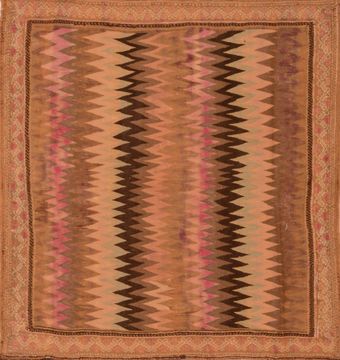 Persian Kilim Beige Square 4 ft and Smaller Wool Carpet 109919