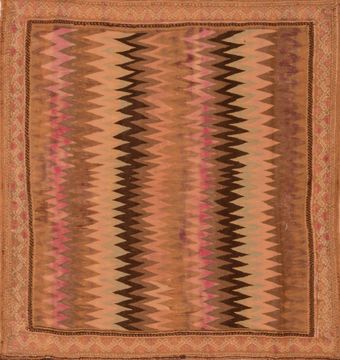 Kilim Beige Square Flat Woven 4'3" X 4'3"  Area Rug 100-109919