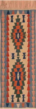 Afghan Kilim Blue Rectangle 4x6 ft Wool Carpet 109920