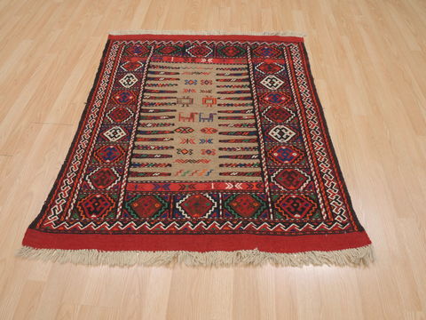 Kilim Red Square Flat Woven 36 X 44 Area Rug 100-109924 Image 1