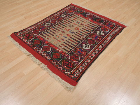 Kilim Red Square Flat Woven 36 X 44 Area Rug 100-109924 Image 2