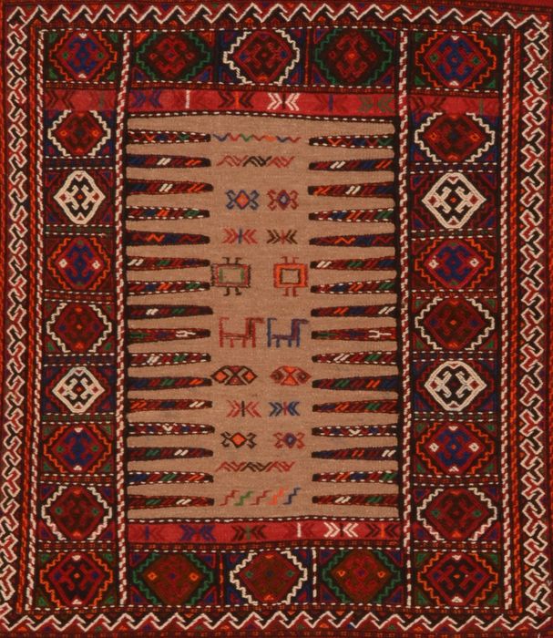 Kilim Red Square Flat Woven 36 X 44 Area Rug 100-109924 Image 0