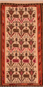 Afghan Kilim Red Rectangle 3x5 ft Wool Carpet 109930