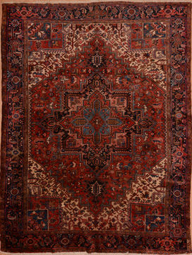 Persian Heriz Red Rectangle 8x11 ft Wool Carpet 109947
