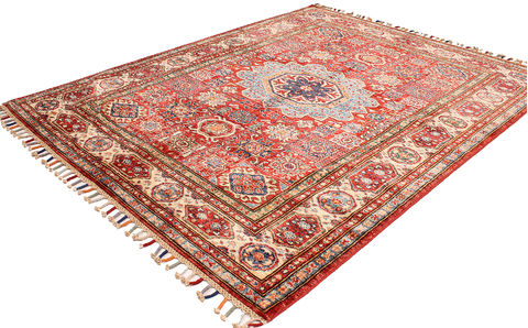 Kazak Red Hand Knotted 50 X 65 Area Rug 254-109958 Image 3
