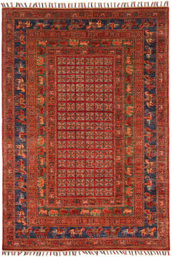 Kazak Red Hand Knotted 5'7" X 8'0"  Area Rug 254-109961