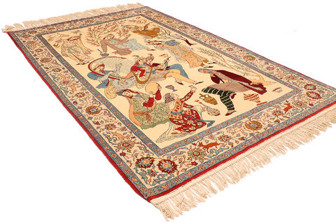 Isfahan Beige Hand Woven 49 X 71 Area Rug 254-109963 Image 6