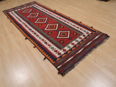 Kilim Red Runner Flat Woven 34 X 99 Area Rug 253-109968 Image 3