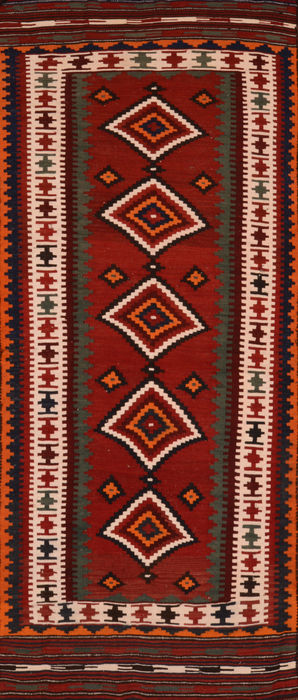 Kilim Red Runner Flat Woven 34 X 99 Area Rug 253-109968 Image 0