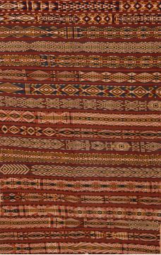 Afghan Kilim Orange Rectangle 6x9 ft Wool Carpet 109973