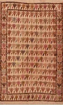 Kilim Beige Hand Knotted 4'6" X 7'3"  Area Rug 100-109976