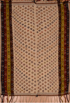 Afghan Kilim Beige Rectangle 6x9 ft Wool Carpet 109977