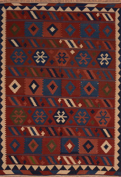 Kilim Brown Flat Woven 6'7" X 9'9"  Area Rug 100-109980