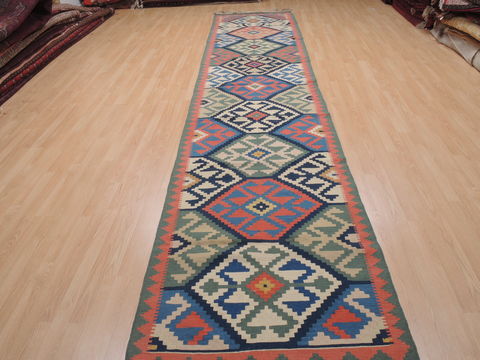 Kilim Green Runner Flat Woven 45 X 1611 Area Rug 100-109982 Image 1