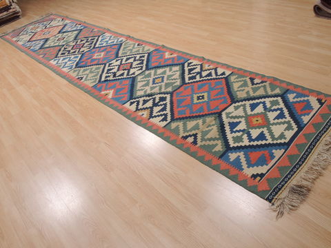 Kilim Green Runner Flat Woven 45 X 1611 Area Rug 100-109982 Image 3