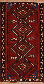 Russia Kilim Red Rectangle 7x10 ft Wool Carpet 109986