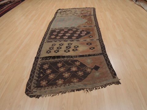 Kilim Brown Runner Flat Woven 310 X 96 Area Rug 100-109988 Image 1