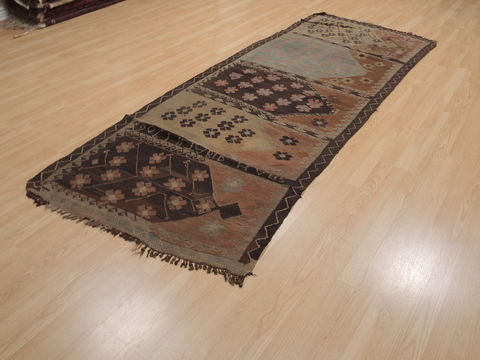 Kilim Brown Runner Flat Woven 310 X 96 Area Rug 100-109988 Image 2