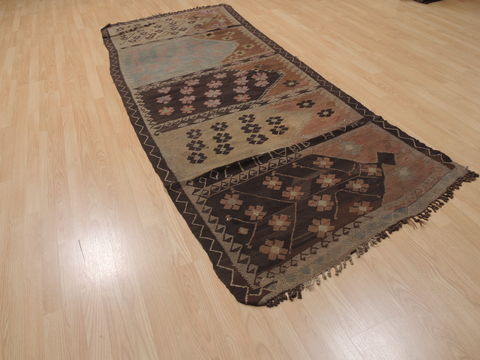 Kilim Brown Runner Flat Woven 310 X 96 Area Rug 100-109988 Image 3