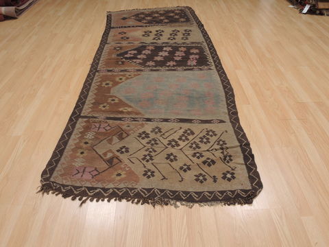 Kilim Brown Runner Flat Woven 310 X 96 Area Rug 100-109988 Image 4