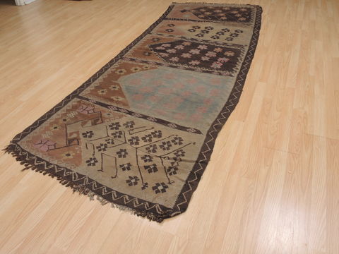 Kilim Brown Runner Flat Woven 310 X 96 Area Rug 100-109988 Image 5