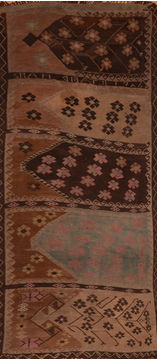 Kilim Brown Runner Flat Woven 3'10" X 9'6"  Area Rug 100-109988