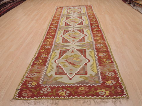 Kilim Green Runner Flat Woven 41 X 118 Area Rug 100-109997 Image 1