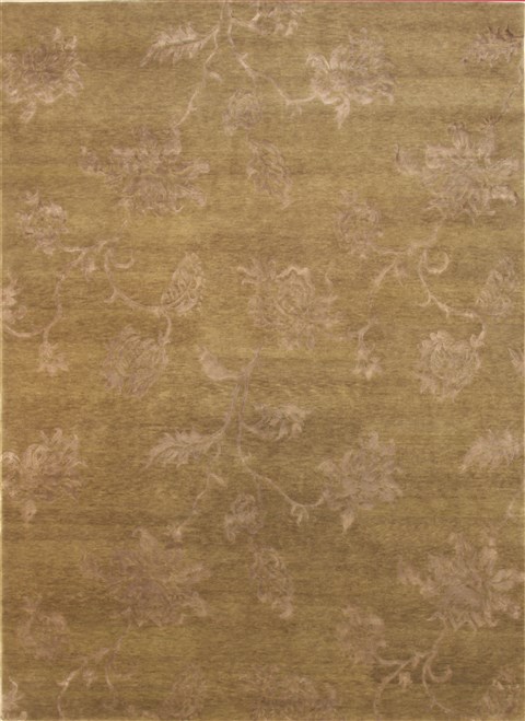 Indo-Nepal Green Hand Knotted 82 X 115 Area Rug 100-11005 Image 0