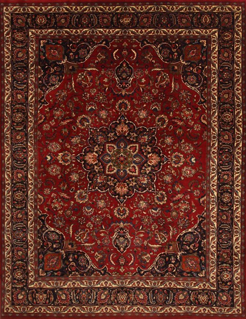 Mashad Red Hand Knotted 99 X 129 Area Rug 100-11013 Image 0