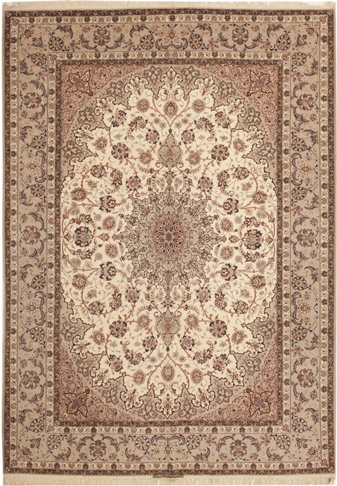 Isfahan Beige Hand Knotted 85 X 120  Area Rug 100-11015 Image 0