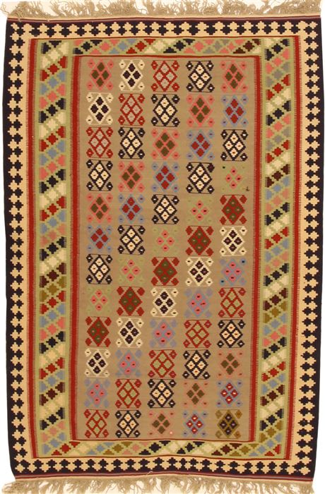 Kilim Beige Hand Knotted 43 X 63 Area Rug 100-11034 Image 0