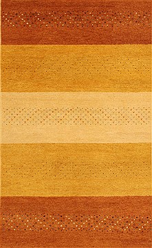 Indian Gabbeh Yellow Rectangle 7x10 ft Wool Carpet 11055