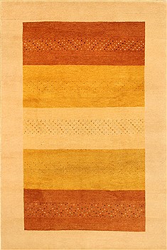 Gabbeh Beige Hand Knotted 6'6" X 9'10"  Area Rug 100-11057