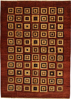Pakistani Gabbeh Beige Rectangle 7x9 ft Wool Carpet 11061