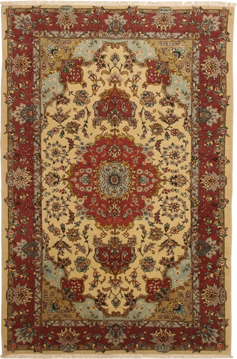 Tabriz Beige Hand Knotted 66 X 100  Area Rug 100-11082 Image 0