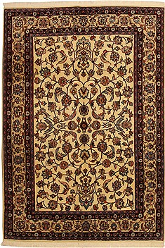 Mashad Beige Hand Knotted 6'4" X 9'7"  Area Rug 100-11087