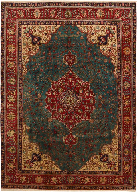 Tabriz Blue Hand Knotted 66 X 95 Area Rug 100-11088 Image 0
