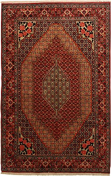 Sanandaj Blue Hand Knotted 6'6" X 10'2"  Area Rug 100-11093