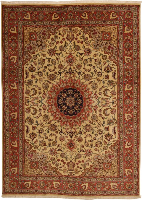 Tabriz Beige Hand Knotted 66 X 95  Area Rug 100-11098 Image 0