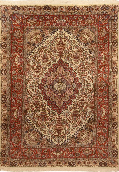 Mashad Beige Hand Knotted 65 X 94 Area Rug 100-11104 Image 0