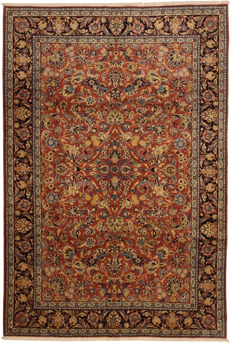 Yazd Red Hand Knotted 66 X 100  Area Rug 100-11106 Image 0