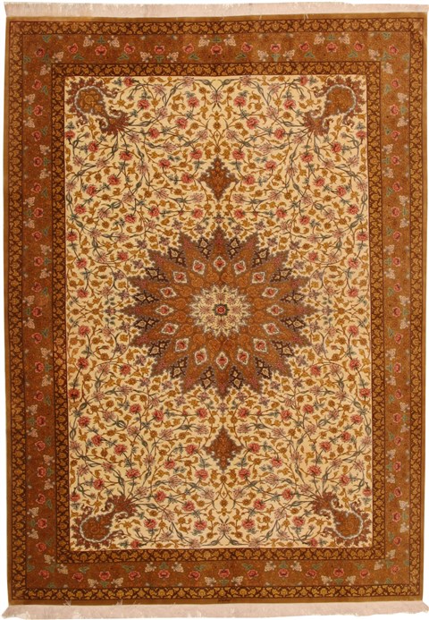 Qum Beige Hand Knotted 66 X 98  Area Rug 100-11119 Image 0