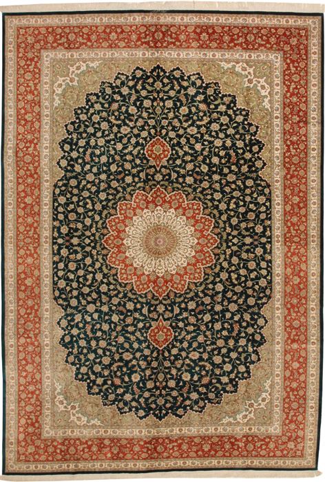 Qum Green Hand Knotted 66 X 99  Area Rug 100-11120 Image 0