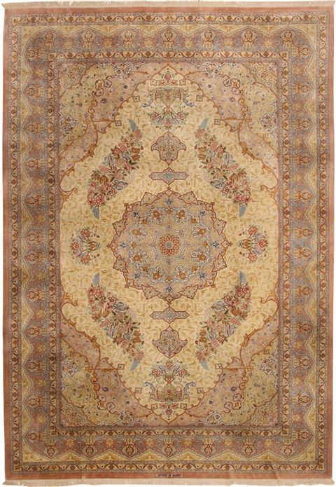 Qum Yellow Hand Knotted 65 X 98  Area Rug 100-11121 Image 0