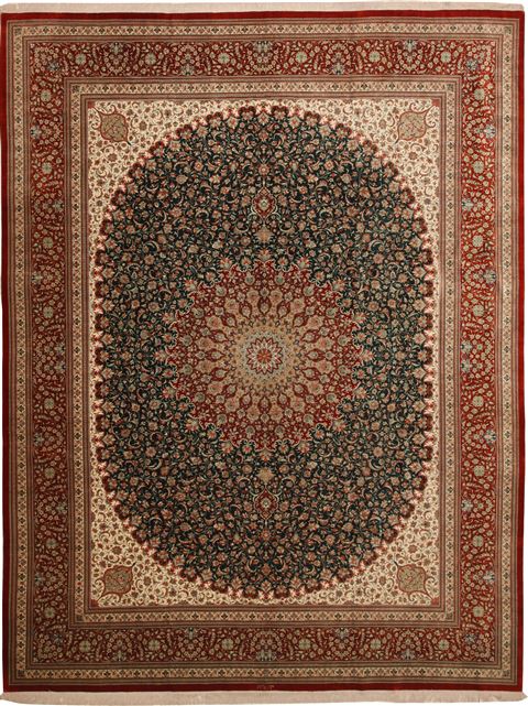Qum Green Hand Knotted 98 X 1210 Area Rug 100-11125 Image 0