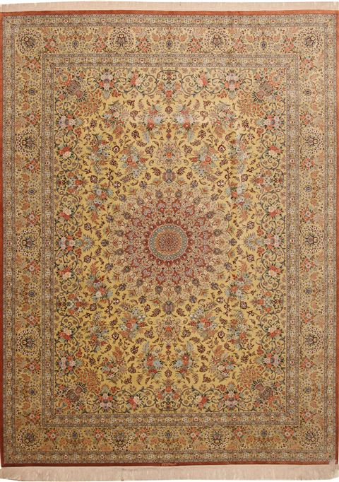Qum Green Hand Knotted 97 X 1210 Area Rug 100-11126 Image 0